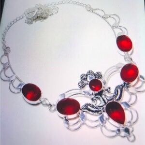 Garnet Stamped 925 Sterling Silver Necklace